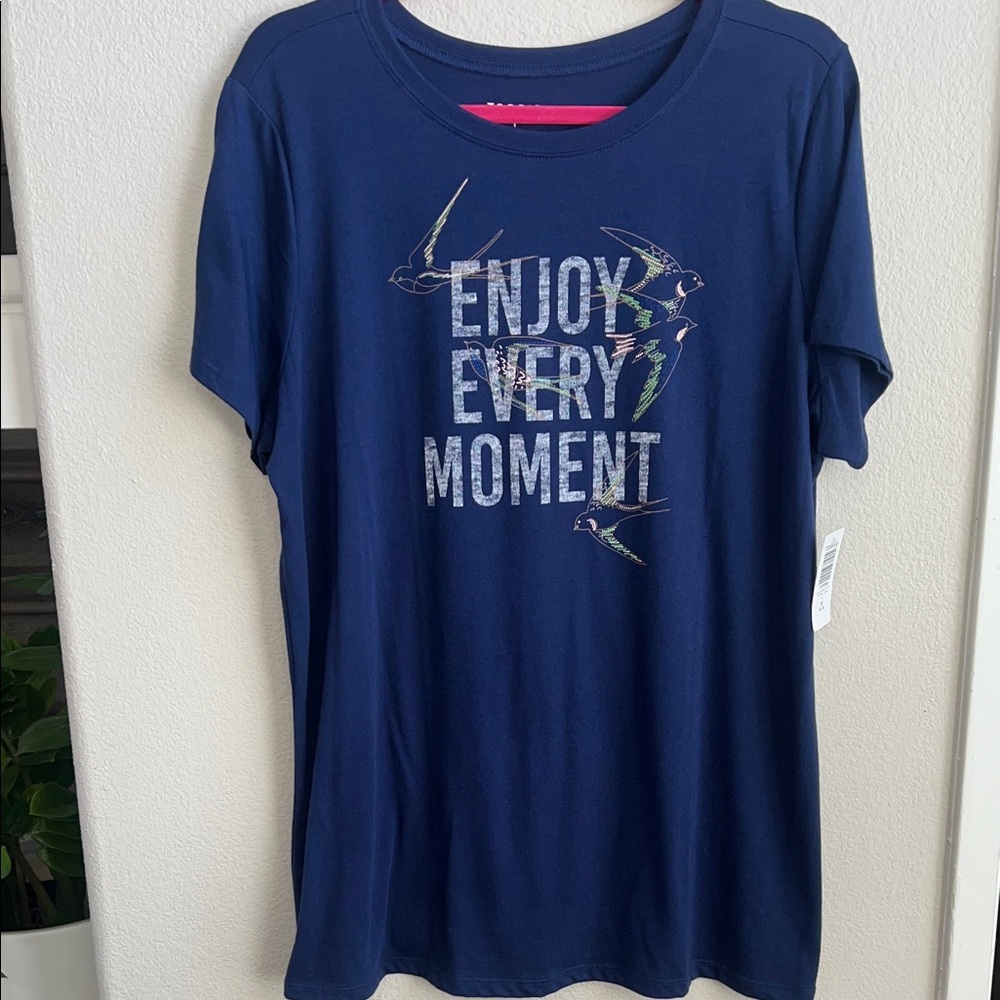 Torrid Navy Blue Graphic Tee - Enjoy Every Moment